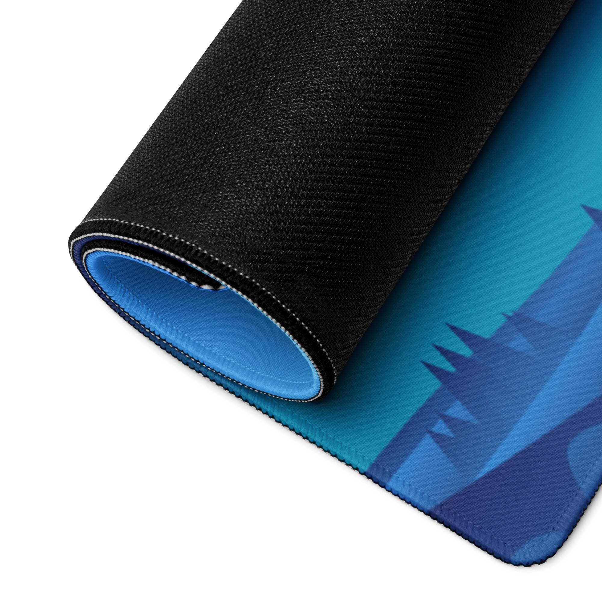 Black and blue gradient gaming mousepad with Eiffel Tower silhouette