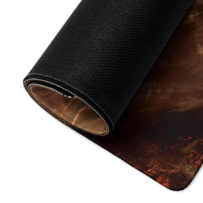 Black textured Cosmic Red Planet Galaxy mousepad with fiery cosmic design