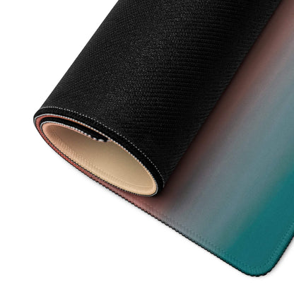 Premium sunset gradient large gaming mouse pad rolled up with non-slip base
