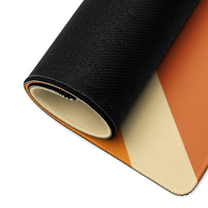 Black orange geometric textured gaming mousepad with retro stripes