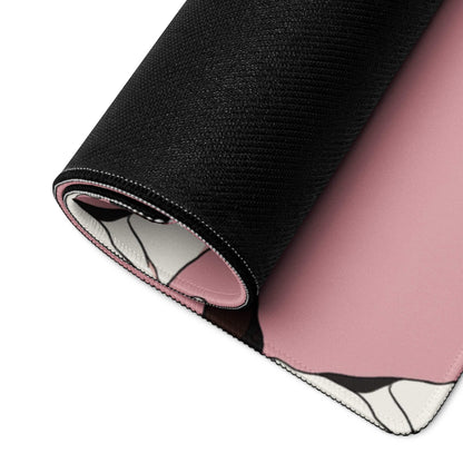 Pink black anime Boston Terrier gaming mousepad with non-slip base