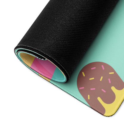 Rolled-up playful mint green ice cream gaming mouse pad with non-slip base