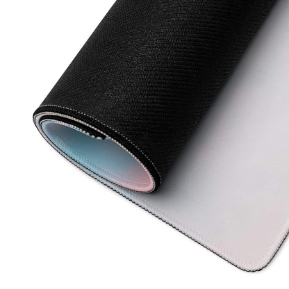 Black textured gaming mousepad back with white underside and stitched edges