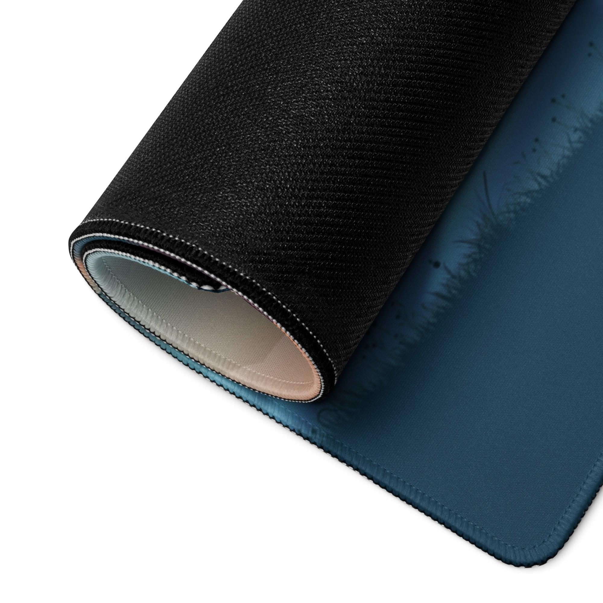 Black textured back of Epic Sunset gaming mousepad with blue gradient