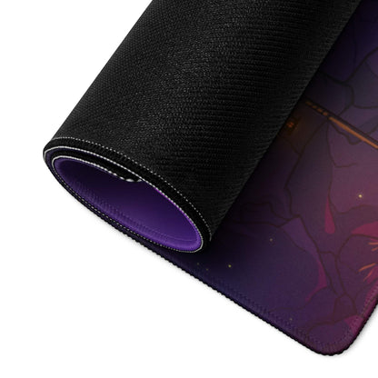 Vibrant purple mountain night sky gaming mouse pad with fantasy character design