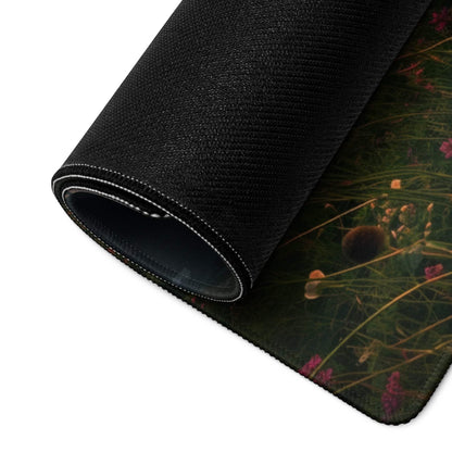 Black textured wildflower mousepad with rolled edge for epic sunset gaming
