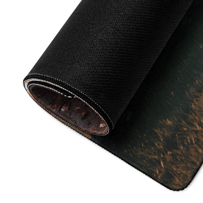 Black textured pastoral autumn gaming mousepad with grassy design