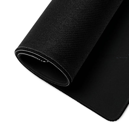 Black textured Moody Blue gaming mousepad with white stitched edge