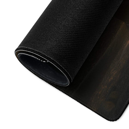 Black textured gaming mousepad with woven pattern and non-slip stitched edges