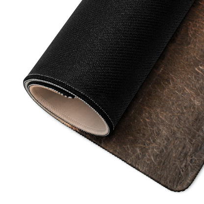 Black textured Rustic Barn Landscape mousepad with brown distressed design