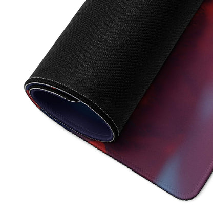 Whimsical ghost warm orange glow large gaming mouse pad with black textured gradient red-purple design
