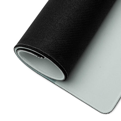 Black textured mousepad back with white underside and stitched edges