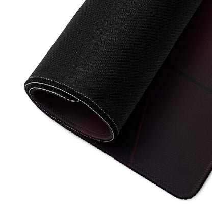 Black textured gaming mousepad with white edge stitching and neon red Sleek Tunnel design