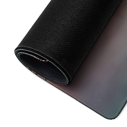 Black textured gaming mousepad with gray-to-blue gradient and stitched edges