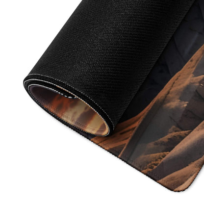 Black textured desert canyon mousepad with non-slip base and stitched edges