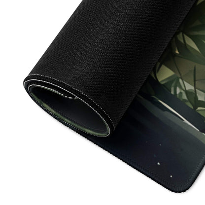 Nature inspired ornate bamboo landscape gaming mouse pad with lush green foliage