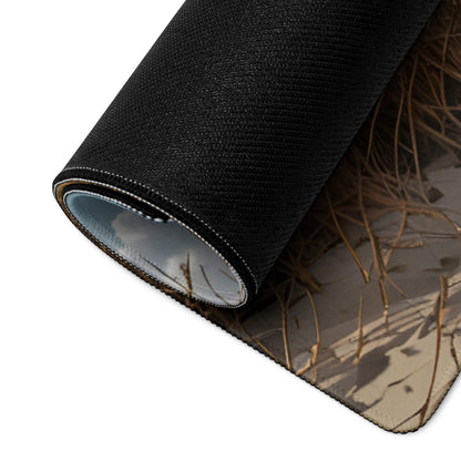 Black camo grass sand mousepad rolled to show textured underside