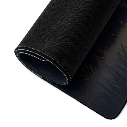 Black textured gaming mousepad with dark grass gradient and non-slip backing