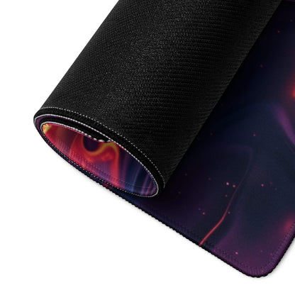 Vibrant nebula gaming mouse pad with cosmic purples pinks reds non-slip base