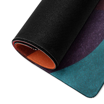 Black teal gradient textured gaming mouse pad with orange lining large non-slip base stitching