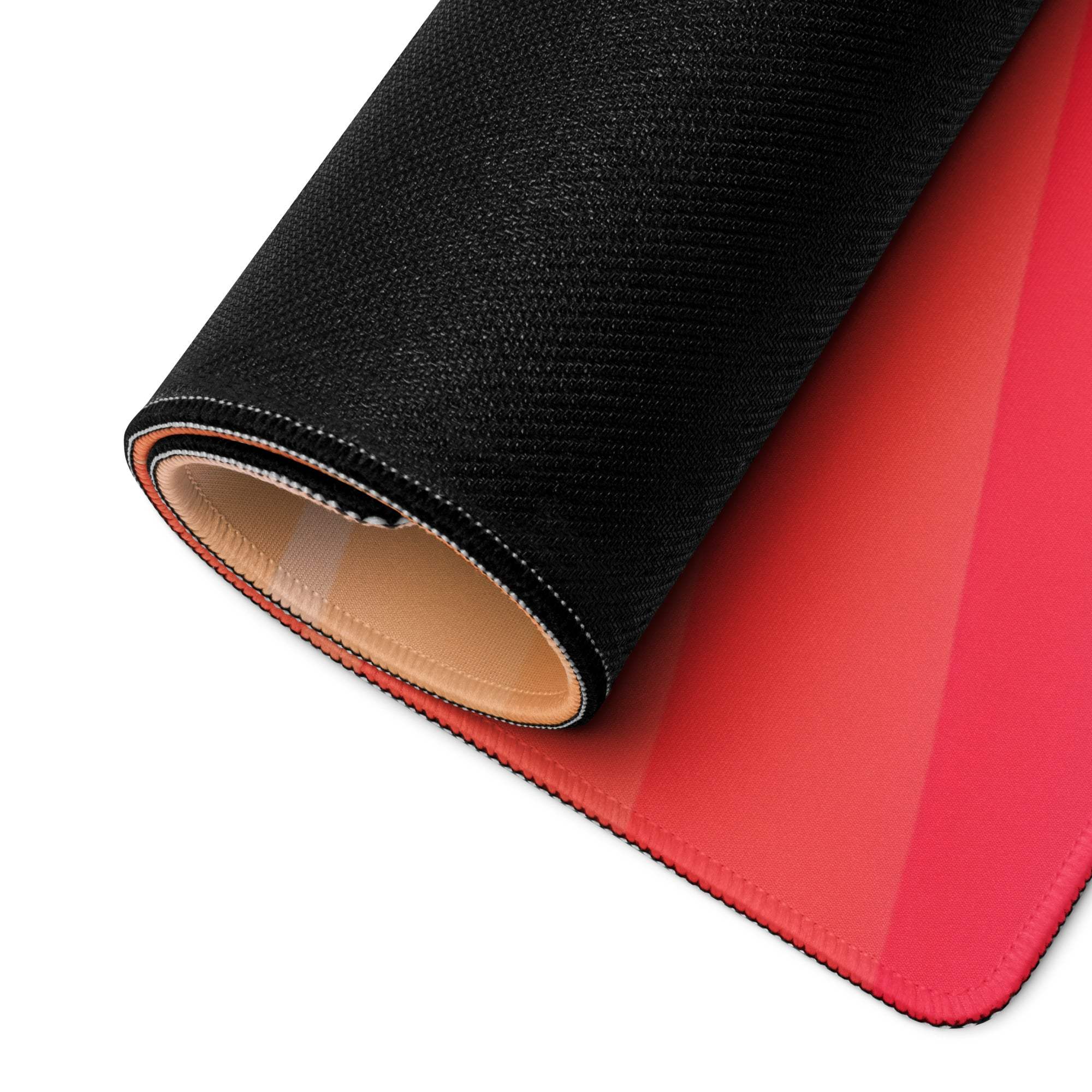 Back of Vibrant Sunset Gradient large gaming mouse pad with red gradient underside