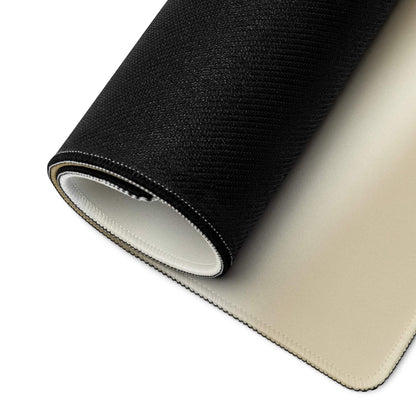 Black textured gaming mousepad back with cream underside and stitched edges