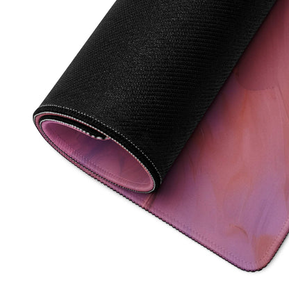 Black pink gradient sunset gaming mousepad with stitched edges non-slip backing