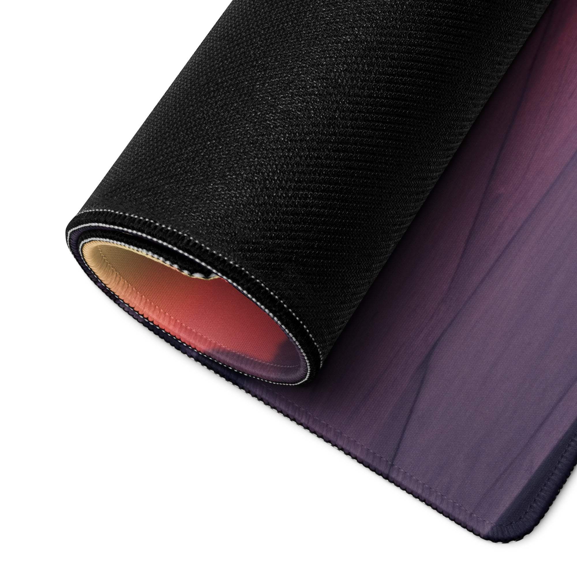 Black textured back of Urban Neon Sunset gaming mousepad with purple-pink gradient