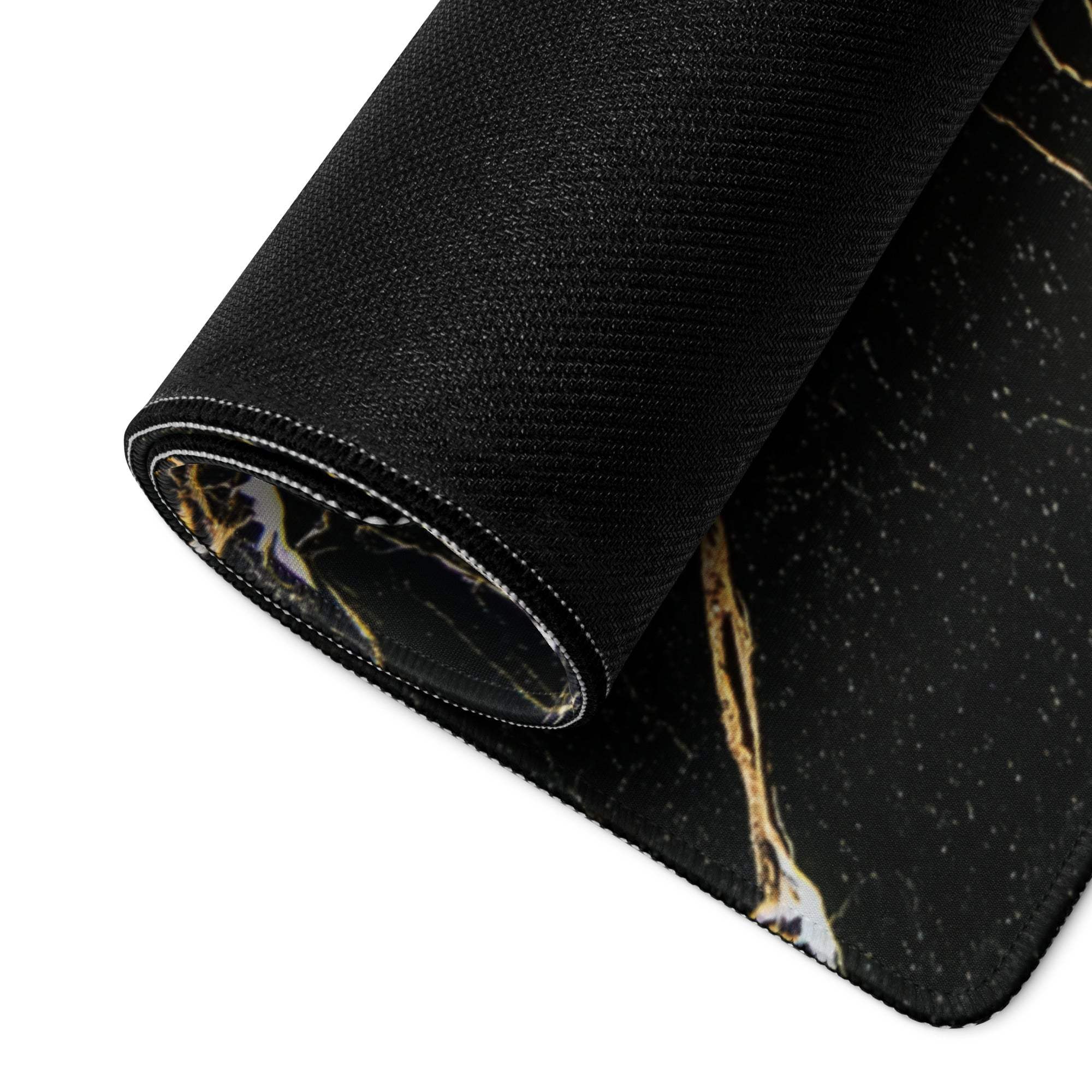 Lux black and gold marble gaming mousepad with non-slip base