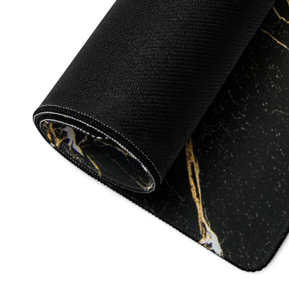 Lux black and gold marble gaming mousepad with non-slip base
