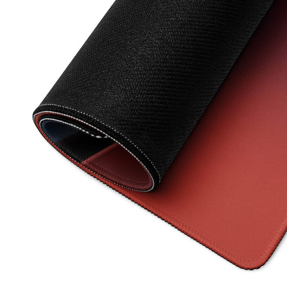 Back of large black and rust-red wave gaming mousepad with textured surface