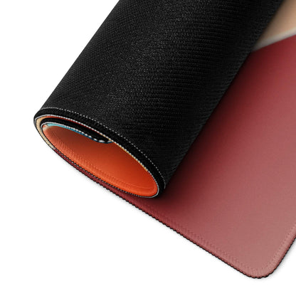 Black textured back with orange lining of abstract wave gaming mouse pad
