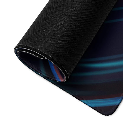 Black textured mousepad with vibrant blue purple vinyl turntable stripes