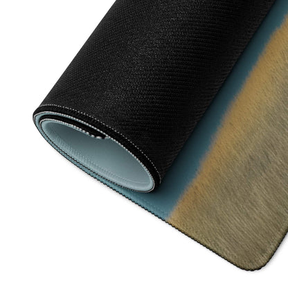 Calm Coastal large gaming mouse pad with teal-to-beige gradient, stitched edges