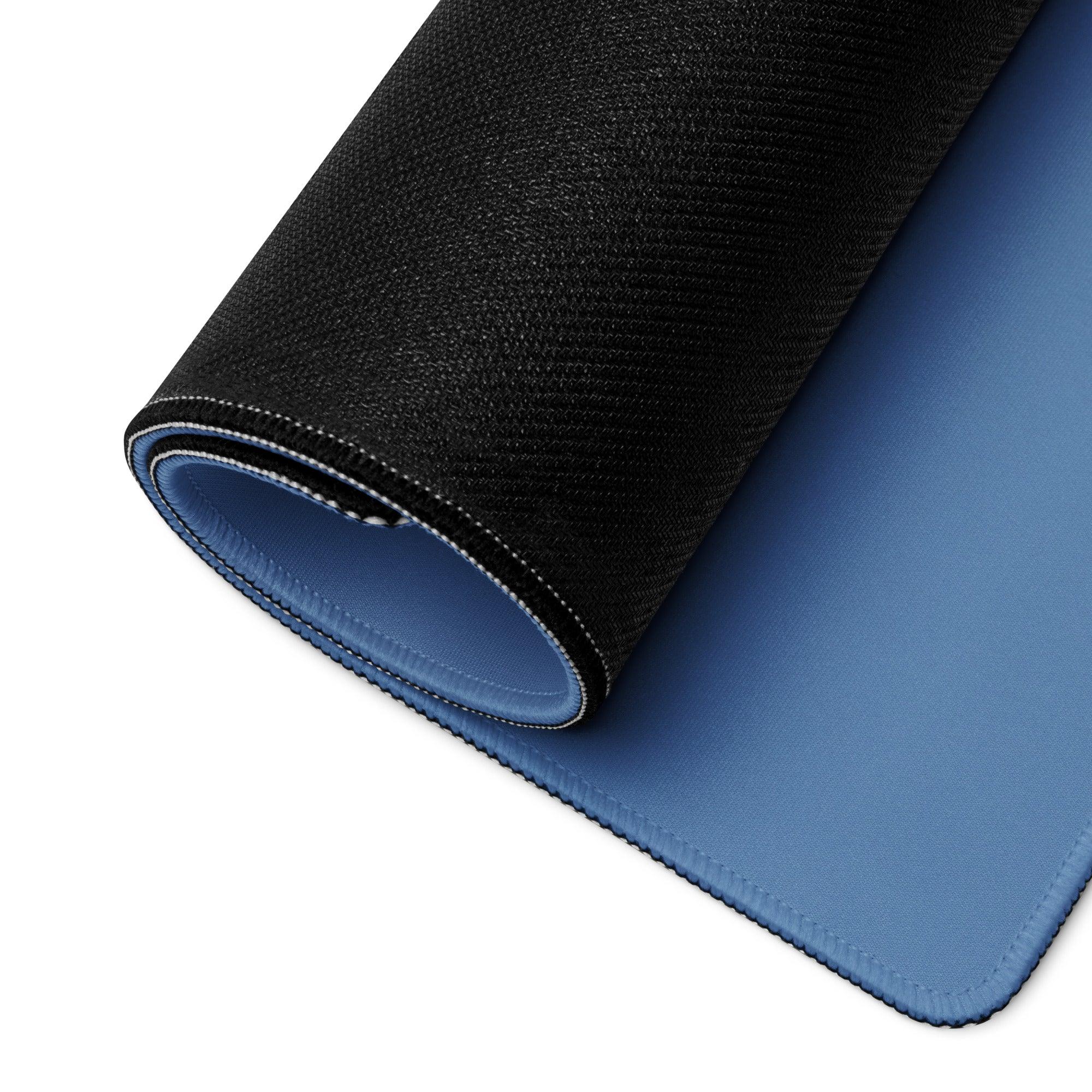 Premium large blue cityscape gaming mouse pad black blue textured surface non-slip base stitched edge