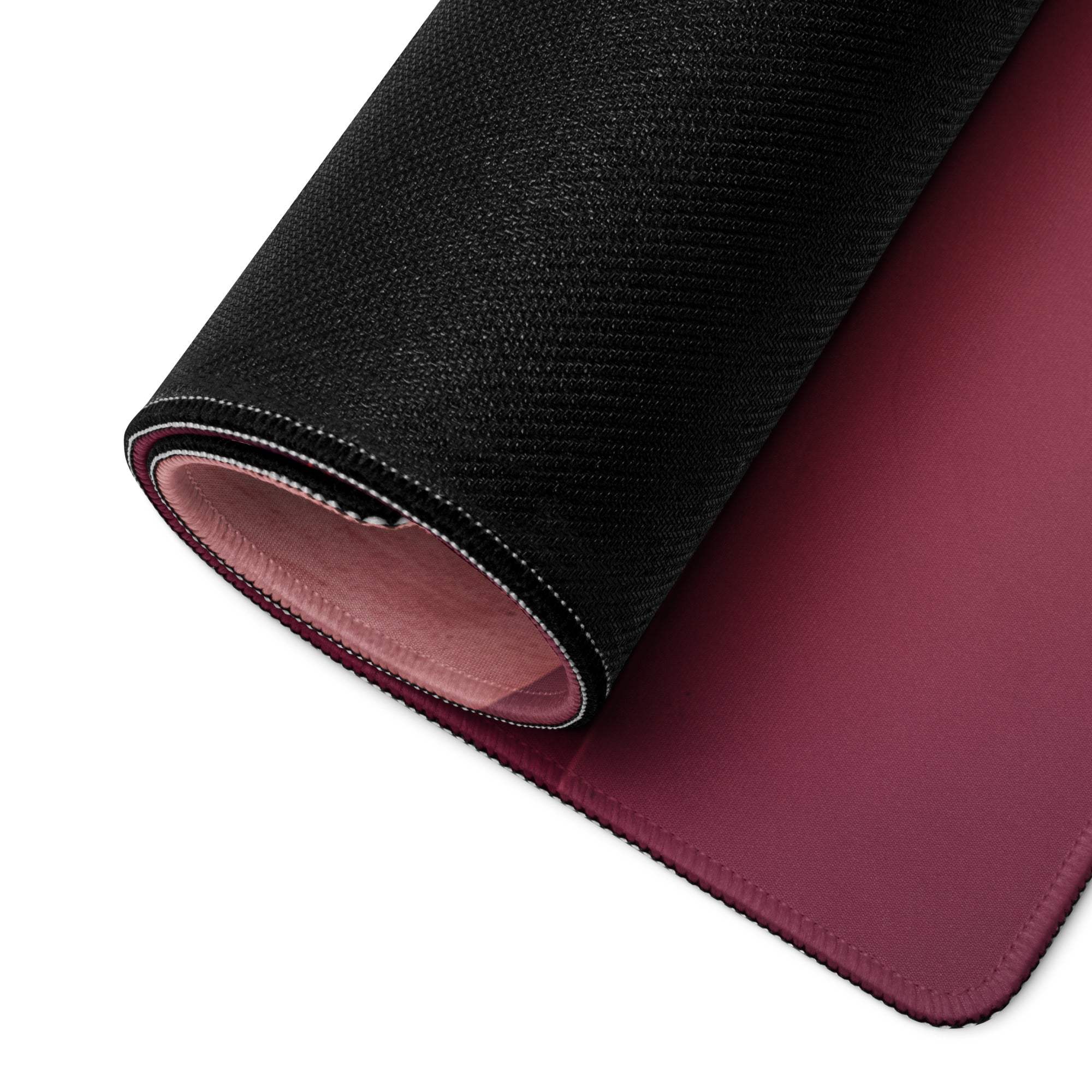 Black and burgundy dual-sided gaming mousepad back with stitched edges