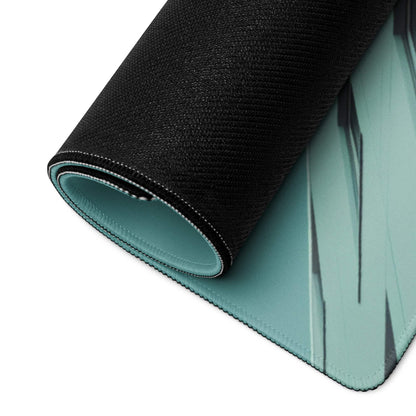 Black and teal Modern Architecture large gaming mouse pad with stitched edges
