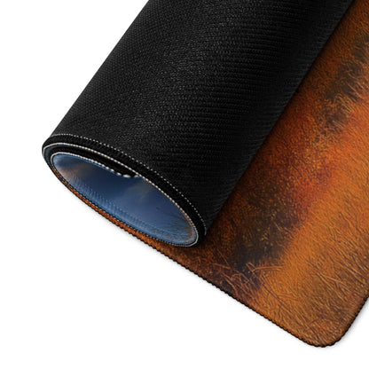 Black and brown textured faux leather Autumn Sunset gaming mouse pad back