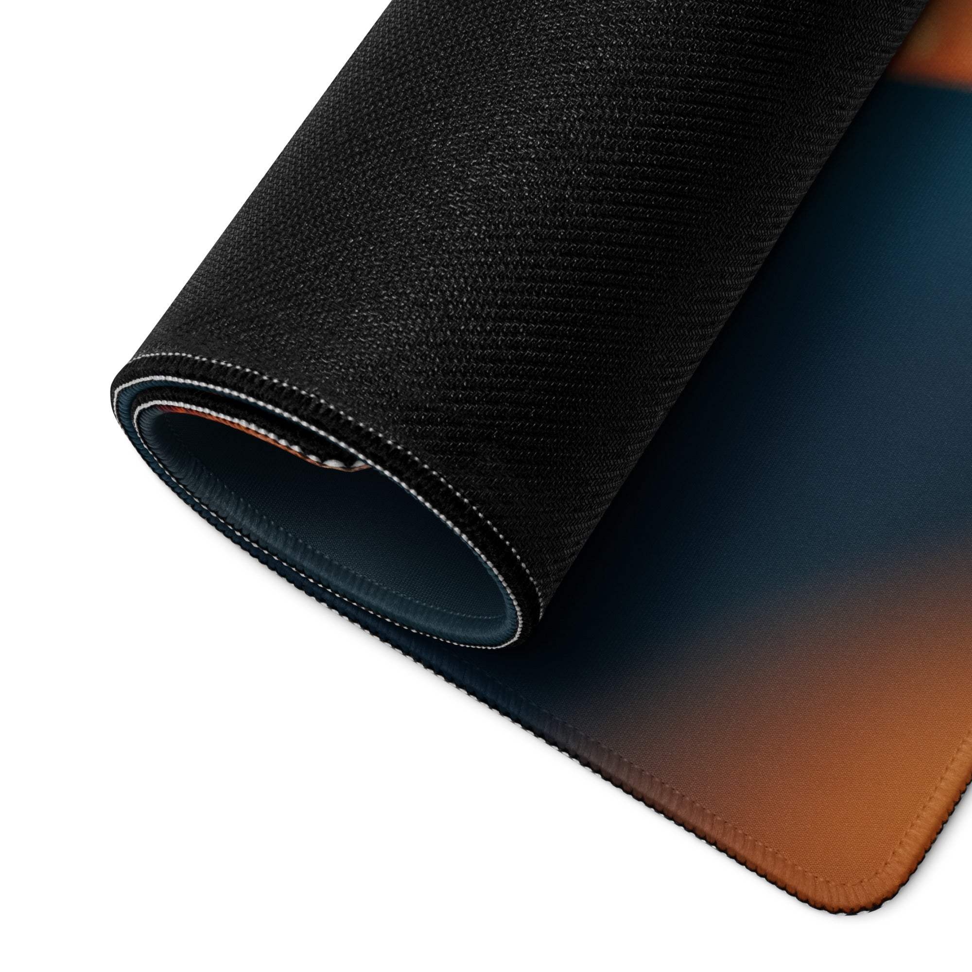 Autumn Leaves Mood gaming mouse pad with black textured blue-to-orange gradient