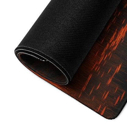 Autumn Forest Warmth black orange textured gaming mouse pad with stitched edges