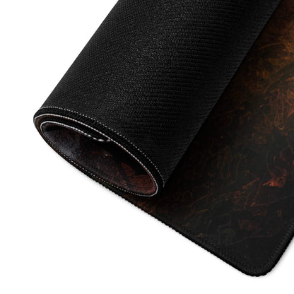 Black textured mousepad with marbled red brown Autumn Sunset design