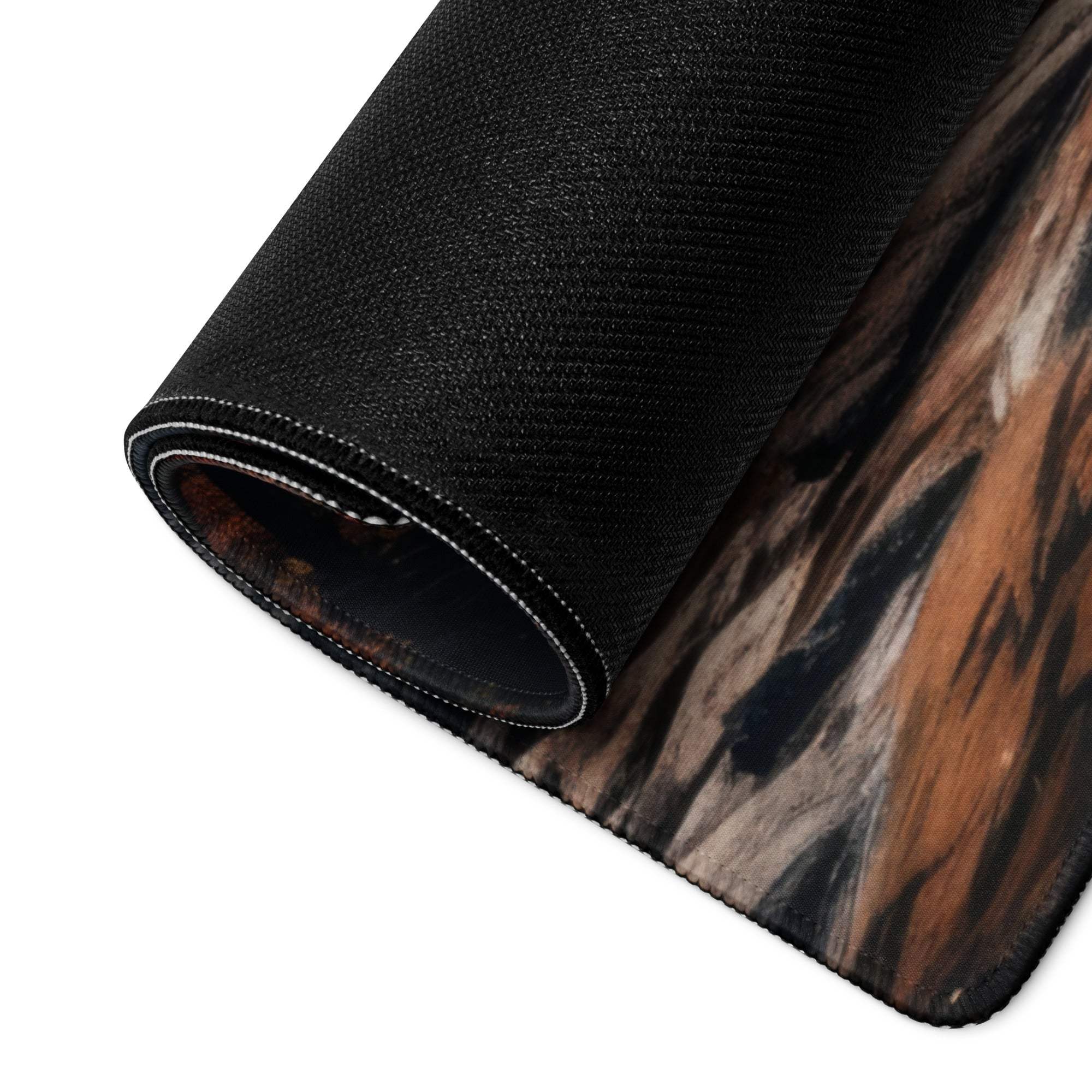 Autumn Forest Lake black camo textured gaming mouse pad large