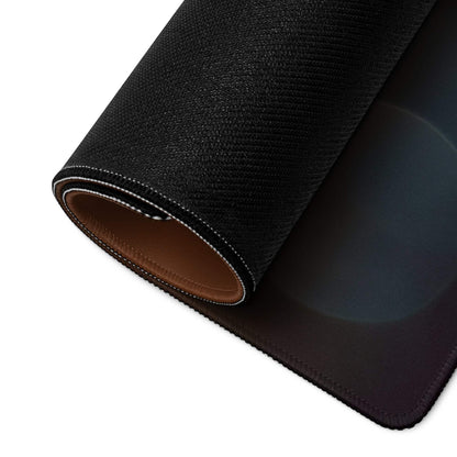 Autumn leaf gaming mouse pad back: black textured with brown lining, white stitching