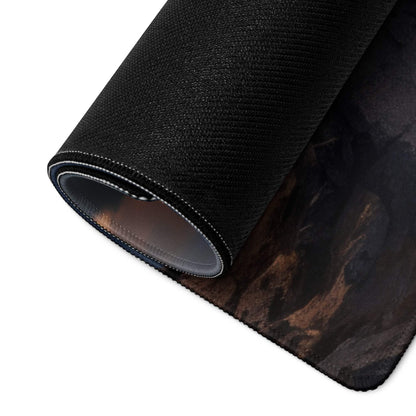 Epic Mountain Landscape large gaming mouse pad with autumnal sunset textured design