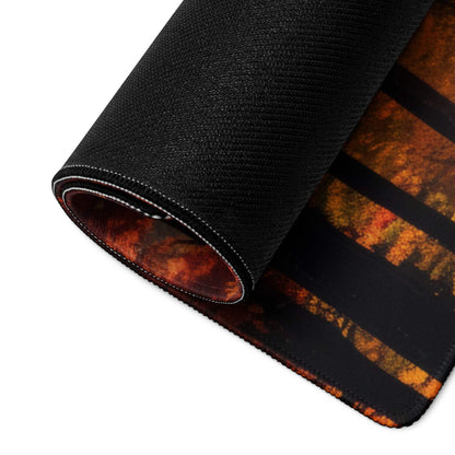 Black gaming mousepad with fiery orange red abstract design