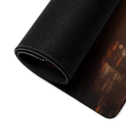 Premium warm autumn sunrise large gaming mouse pad with black textured design