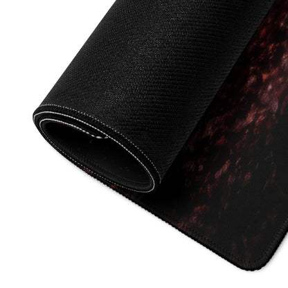 Black textured gaming mousepad with red black marble and stitched edges