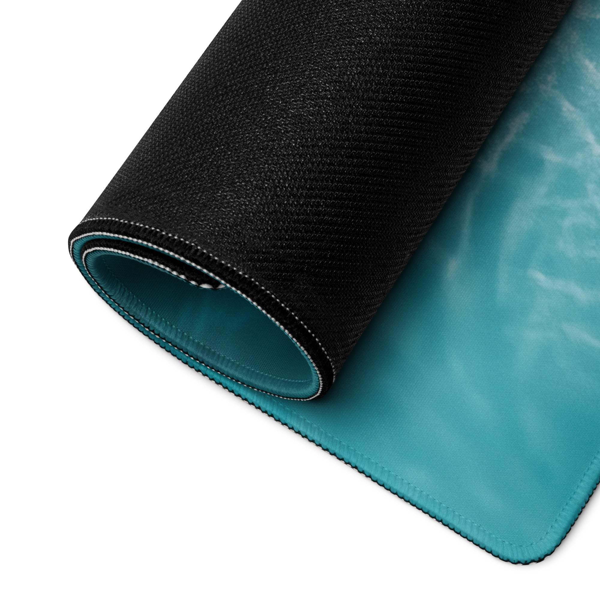 Black teal yoga mat style large gaming mouse pad textured surface non-slip backing