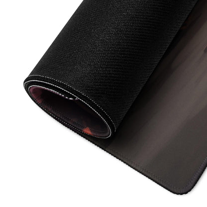 Black textured gaming mousepad back with sheen, stitched edges, non-slip