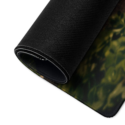 Black rolled-up Ultra Wide Tropical Beach gaming mousepad with camo edge